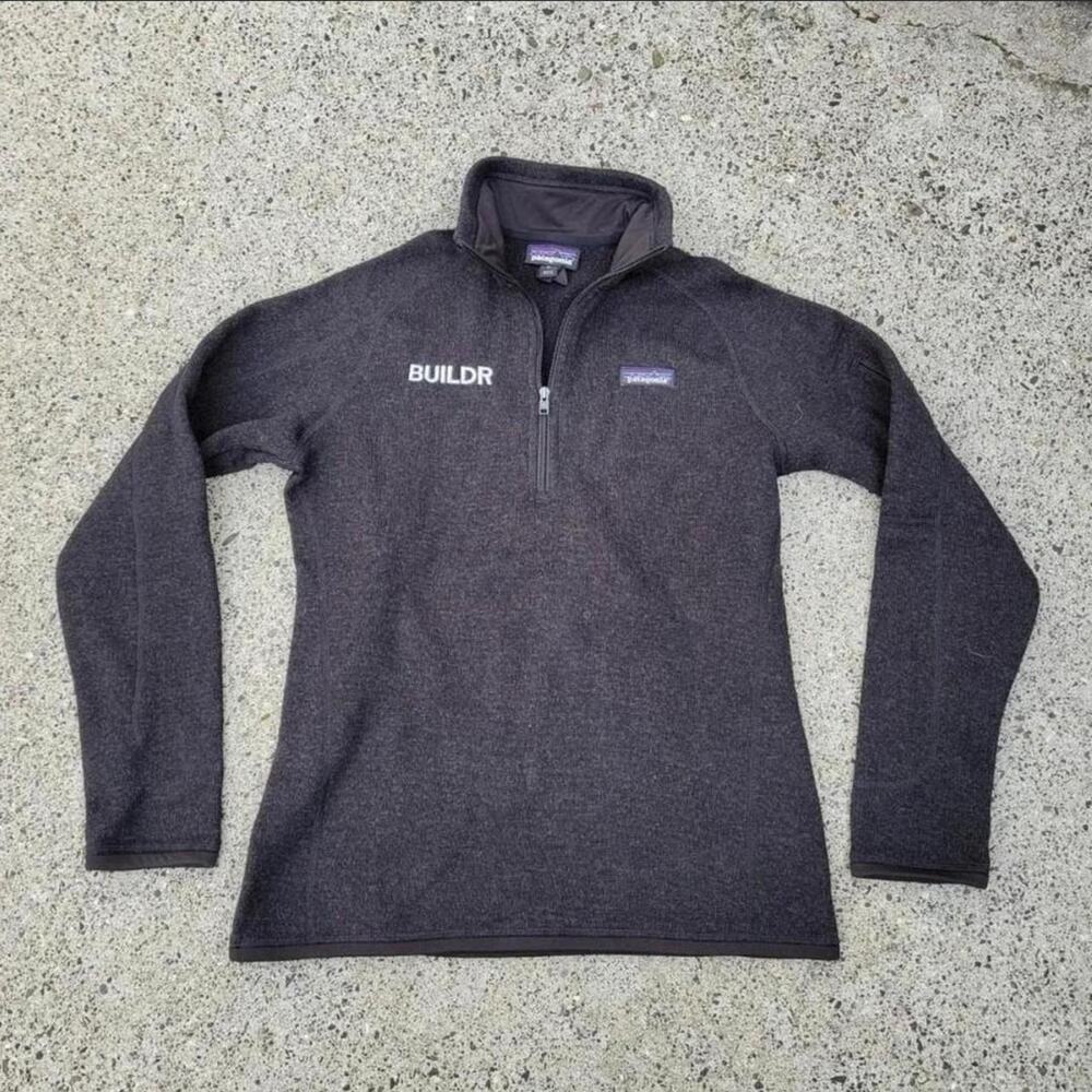 Vtg Y2k PATAGONIA Small Logo Outdoors Gorp 1/4 Zip Reverse Pile Fleece Black Med